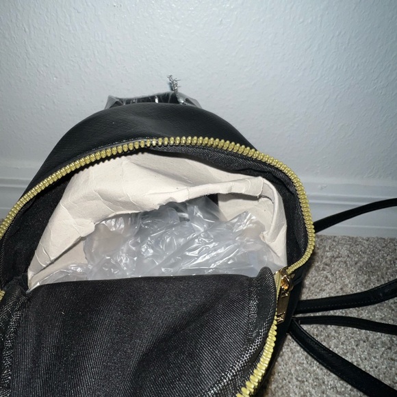 Brand New Elegant Black Mini Backpack with gold accents - Picture 4 of 6